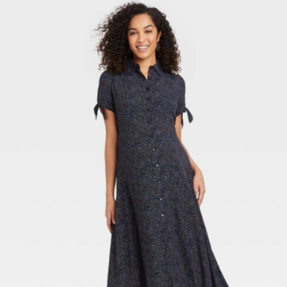 The Nines by HATCH™ Tie Short Sleeve Shirt Maternity Dress Floral
